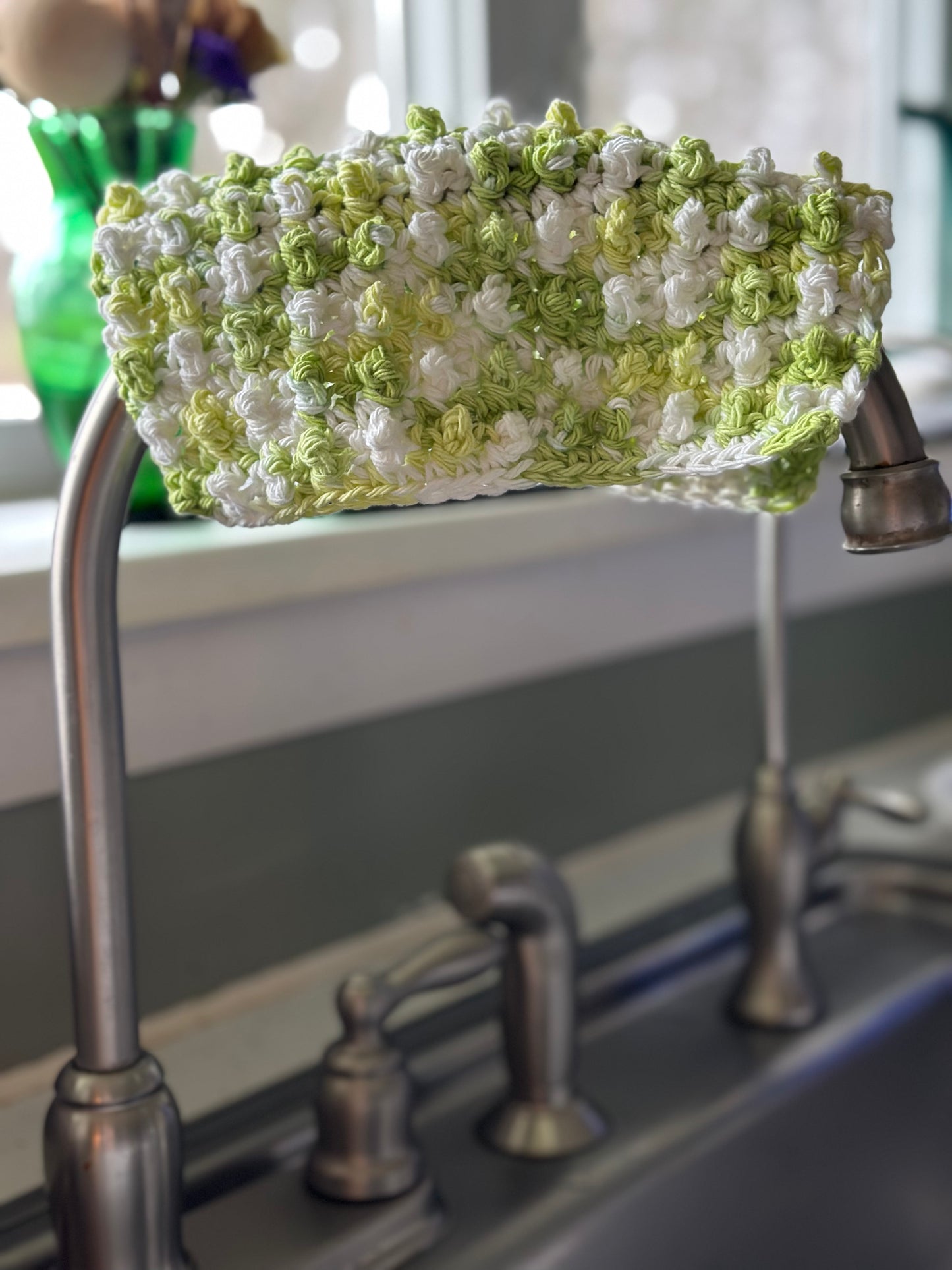 Washcloth 100% Cotton Washcloth Pastel green, light green & white