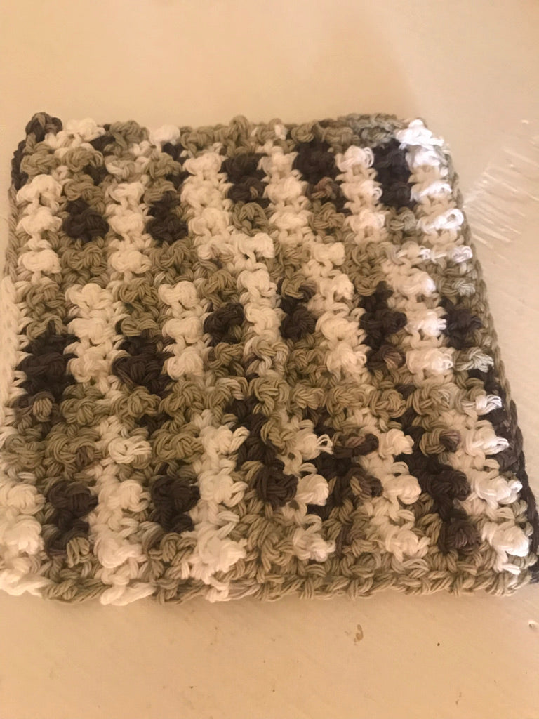 Washcloth 100% Cotton Neutral Browns & white