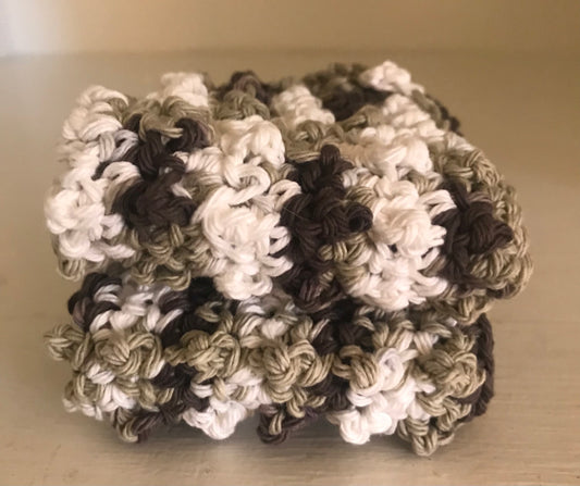 Washcloth 100% Cotton Neutral Browns & white